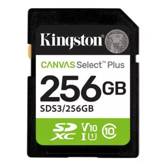 Card de memorie Kingston SDXC 256GB Canvas Select Plus, U1, V10, A1 Card de memorie Kingston SDXC 256GB Canvas Select Plus, U1, V10, A1