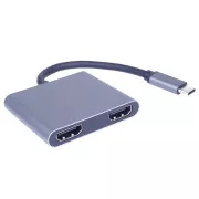 Adaptor PremiumCord MST USB-C la 2x HDMI, USB3.0, PD, 4K și rezoluție FULL HD 1080p