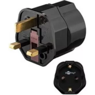 Adaptor de călătorie Goobay pentru priză din Marea Britanie și aparate cu ștecher ceh și pin de împământare Adaptor de călătorie Goobay pentru priză din Marea Britanie și aparate cu ștecher ceh și pin de împământare