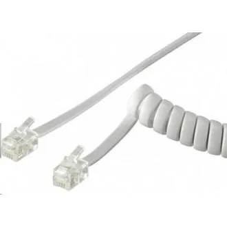 Cablu de căști telefonice răsucit PremiumCord cu 4 fire, 4m - alb Cablu de căști telefonice răsucit PremiumCord cu 4 fire, 4m - alb