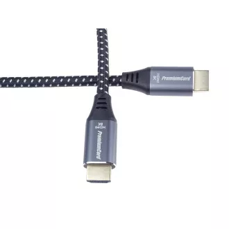 Cablu PREMIUMCORD HDMI 2.1 de mare viteză + cablu Ethernet 8K@60Hz, conectori placați cu aur, 0,5 m