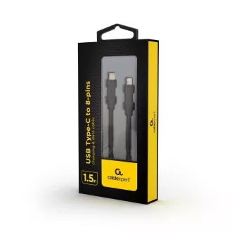 Cablu GEMBIRD USB 2.0 tip C la iluminare (CM/8pinM), 1,5 m, date, negru