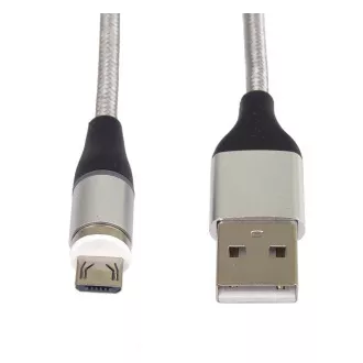 Cablu de date și încărcare PremiumCord magnetic micro USB și USB-C, 1m, argintiu Cablu de date și încărcare PremiumCord magnetic micro USB și USB-C, 1m, argintiu