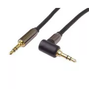 Cablu ecranat PremiumCord HQ stereo Jack 3,5 mm - Jack 3,5 mm unghi 90°, 3 m