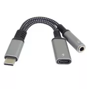 PremiumCord Reduction USB-C / mufă de 3,5 mm cu cip DAC + USB-C pentru încărcare de 13 cm