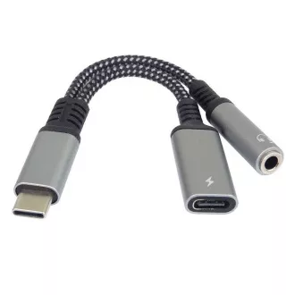 PremiumCord Reduction USB-C / mufă de 3,5 mm cu cip DAC + USB-C pentru încărcare de 13 cm