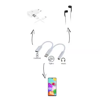 PremiumCord Reduction USB-C / mufă de 3,5 mm cu cip DAC + USB-C pentru încărcare de 13 cm
