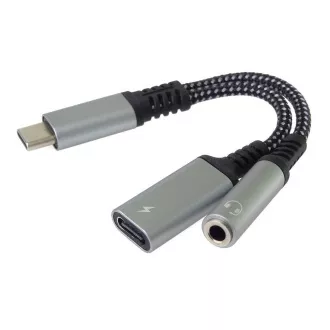 PremiumCord Reduction USB-C / mufă de 3,5 mm cu cip DAC + USB-C pentru încărcare de 13 cm