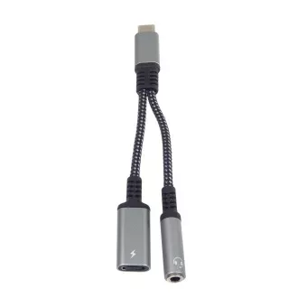 PremiumCord Reduction USB-C / mufă de 3,5 mm cu cip DAC + USB-C pentru încărcare de 13 cm