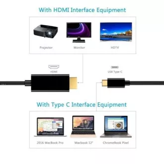 Cablu PremiumCord USB-C la HDMI 2m rezoluție 4K*2K@60Hz FULL HD 1080p