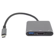 PremiumCord USB-C la HDMI + USB3.0 + adaptor PD, rezoluție 4K și FULL HD 1080p