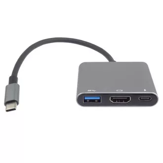 PremiumCord USB-C la HDMI + USB3.0 + adaptor PD, rezoluție 4K și FULL HD 1080p