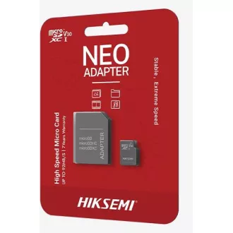 Card HIKSEMI MicroSDXC 64GB, C10, UHS-I, (R:92MB/s, W:30MB/s) + adaptor
