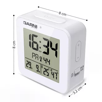GARNI 138W - ceas deşteptător digital cu termometru şi higrometru, alb GARNI 138W - ceas deşteptător digital cu termometru şi higrometru, alb