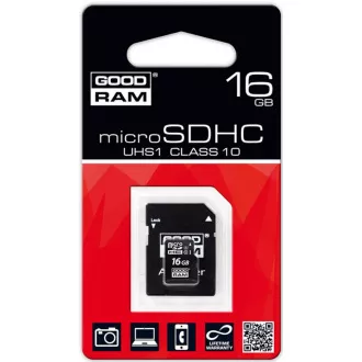 Card GOODRAM MicroSDHC 16GB M1AA, UHS-I Clasa 10, U1 + adaptor