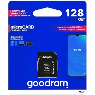 Placă GOODRAM MicroSDXC 128GB M1AA, UHS-I Clasa 10, U1 + adaptor