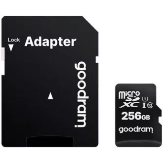 Placă microSDXC GOODRAM 256GB M1AA (R: 100 / W: 10 MB / s), UHS-I Clasa 10, U1 + Adaptor Placă microSDXC GOODRAM 256GB M1AA (R: 100 / W: 10 MB / s), UHS-I Clasa 10, U1 + Adaptor