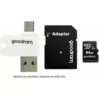 Card microSDHC GOODRAM 16GB M1A4 All-in-one (R: 100 / W: 10 MB / s), UHS-I Clasa 10, U1 + Adaptor + cititor de carduri OTG