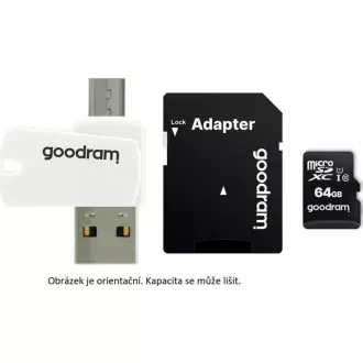 Card microSDHC GOODRAM 32GB M1A4 All-in-one (R: 100 / W: 10 MB / s), UHS-I Clasa 10, U1 + Adaptor + cititor de carduri OTG