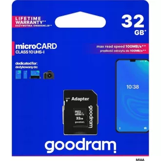 Card microSDHC GOODRAM 32GB M1A4 All-in-one (R: 100 / W: 10 MB / s), UHS-I Clasa 10, U1 + Adaptor + cititor de carduri OTG