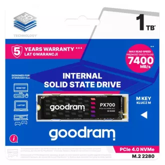SSD GOODRAM PX700 1TB, PCIe Gen4x4, M.2 2280, (R:74000/W:6500MB/s)