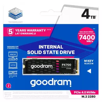 SSD GOODRAM PX700 4TB, PCIe Gen4x4, M.2 2280, (R:7400/W:6500MB/s)