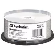 VERBATIM BD-R (pachet de 25) Blu-Ray / spindle / DL + / 6x / 50GB / LATĂ IMPRIMĂBIL FĂRĂ IDENTIFICARE SUPRAFAȚĂ HARD COAT