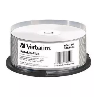 VERBATIM BD-R (pachet de 25) Blu-Ray / spindle / DL + / 6x / 50GB / LATĂ IMPRIMĂBIL FĂRĂ IDENTIFICARE SUPRAFAȚĂ HARD COAT