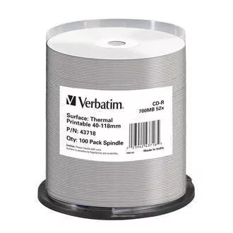 VERBATIM CD-R (pachet de 100) Spindle / AZO / 52x / 700MB / Imprimabil termic Fără ID Brand