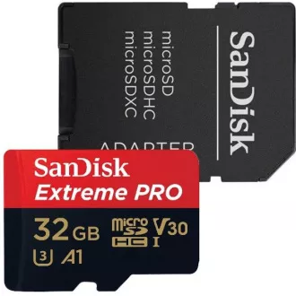 Card SanDisk MIcroSDHC 32GB Extreme PRO (100MB/s, Clasa 10 UHS-I V30) + adaptor