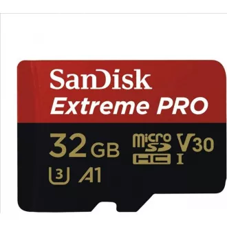 Card SanDisk MIcroSDHC 32GB Extreme PRO (100MB/s, Clasa 10 UHS-I V30) + adaptor