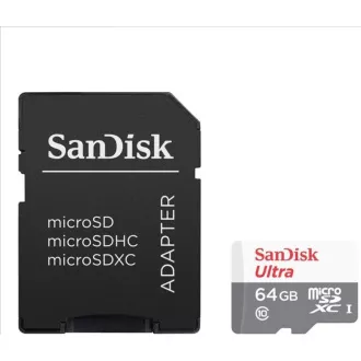 Card SanDisk MicroSDXC 64GB Ultra (80MB/s, Clasa 10, Android) + adaptor