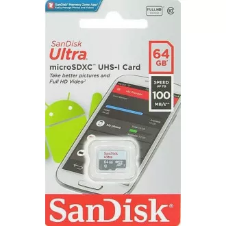 Card Sandisk MicroSDXC 64GB Ultra (80MB/s, clasa 10 UHS-I, Android)