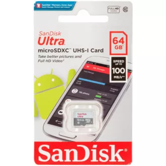 Card Sandisk MicroSDXC 64GB Ultra (80MB/s, clasa 10 UHS-I, Android)