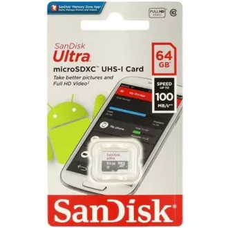 Card Sandisk MicroSDXC 64GB Ultra (80MB/s, clasa 10 UHS-I, Android)