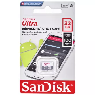 Card SanDisk MicroSDHC 32GB Ultra (80MB/s, clasa 10 UHS-I, Android)