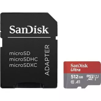 Card SanDisk MicroSDXC 512GB Ultra (100MB/s, Clasa 10, Android) + adaptor