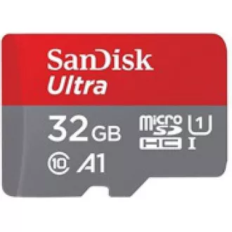 Card SanDisk MicroSDHC 32GB Ultra (120MB/s, Clasa A1 10 UHS-I, Android - Ambalaj tabletă, aplicație Memory Zone) + adaptor