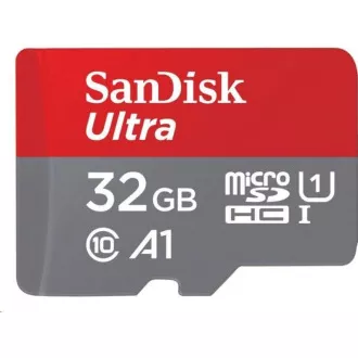 Card SanDisk MicroSDHC 32GB Ultra (120MB/s, Clasa A1 10 UHS-I, Android - Ambalaj tabletă, aplicație Memory Zone) + adaptor