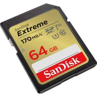 Card SanDisk SDXC 64GB Extreme (170 MB/s Clasa 10, UHS-I U3 V30) Card SanDisk SDXC 64GB Extreme (170 MB/s Clasa 10, UHS-I U3 V30)