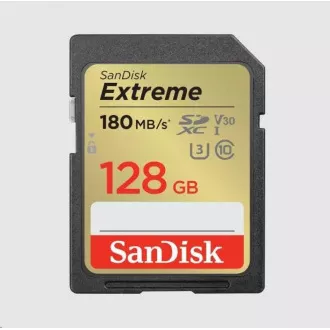 Card SanDisk SDXC Extreme de 128GB (180 MB/s Clasa 10, UHS-I U3 V30)