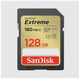 Card SanDisk SDXC Extreme de 128GB (180 MB/s Clasa 10, UHS-I U3 V30)