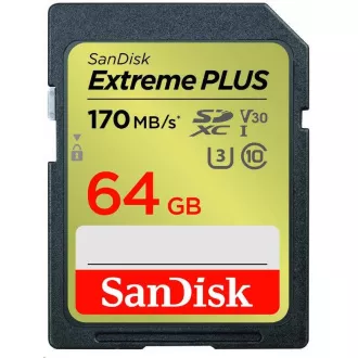 Card SanDisk SDXC 64GB Extreme PLUS (200 MB/s Clasa 10, UHS-I U3 V30)