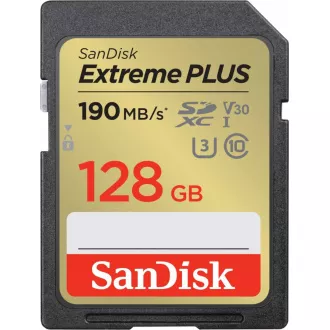 Card SanDisk SDXC 128GB Extreme PLUS (190 MB/s Clasa 10, UHS-I U3 V30)