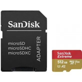 Card SanDisk micro SDXC 512GB Extreme (190 MB/s Class 10, UHS-I U3 V30)   adaptor