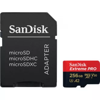Card SanDisk micro SDXC 256GB Extreme PRO (200 MB/s Class 10, UHS-I U3 V30)   adaptor