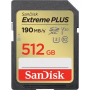 Card SanDisk SDXC 512GB Extreme PLUS (R 190 MB/s W130 MB/s Clasa 10, UHS-I U3 V30)