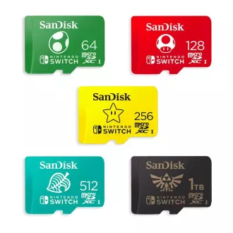 Card SanDisk MicroSDXC de 64 GB pentru Nintendo Switch (R:100/W:90 MB/s, UHS-I)