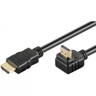 Cablu PremiumCord HDMI High Speed+Ethernet, conector îndoit placat cu aur 270° 1m