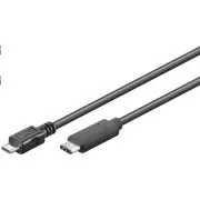Cablu PremiumCord Conector USB 3.1 C/tată - USB 2.0 Micro-B/tată, negru, 0,6 m